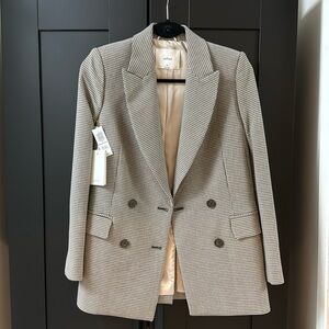 Aritzia Wilfred beige/grey mini checkered blazer